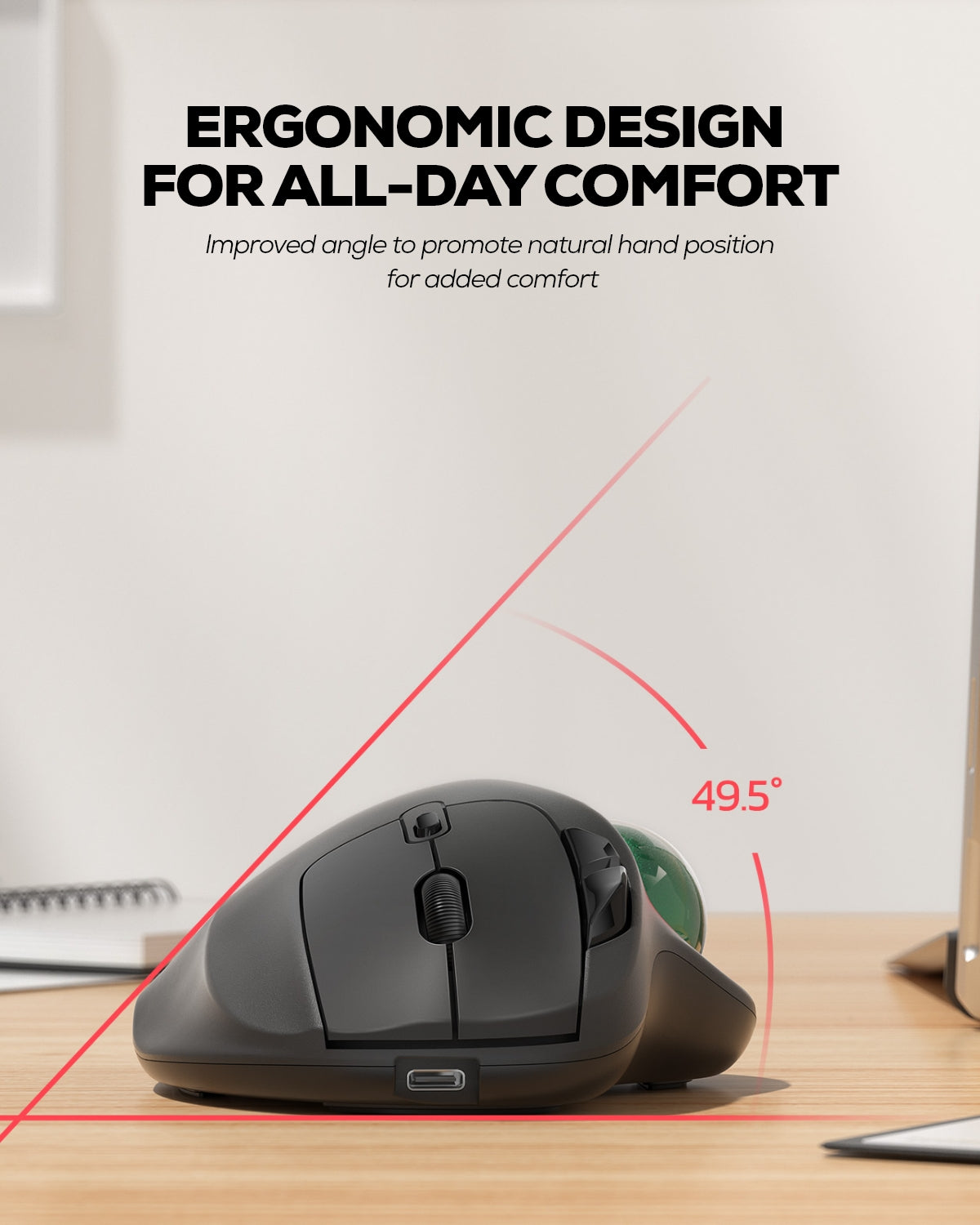 Collection of Nulea M501 Wireless Trackball Mouse in a gallery layout